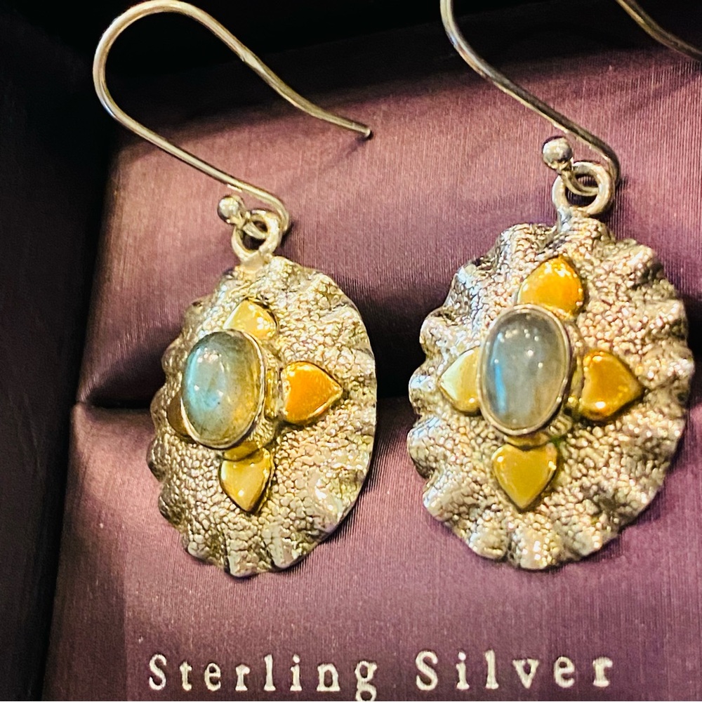 Solid 925 Sterling Silver 3.29cts Labradorite Two… - image 5